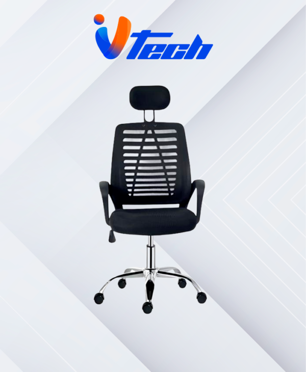 SILLA ERGONOMICA CON APOYA CABEZA AIRMESH NEGRA