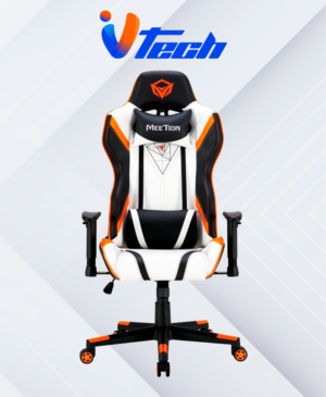 SILLA GAMER MT-CHR15 NEGRA-BLANCA-NARANJA MEETION